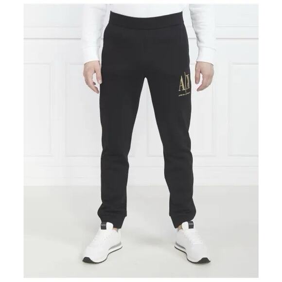 Armani Exchange Black Sweatpants With Gold Embroidered Logo SZ LARGE - Picture 1 of 15